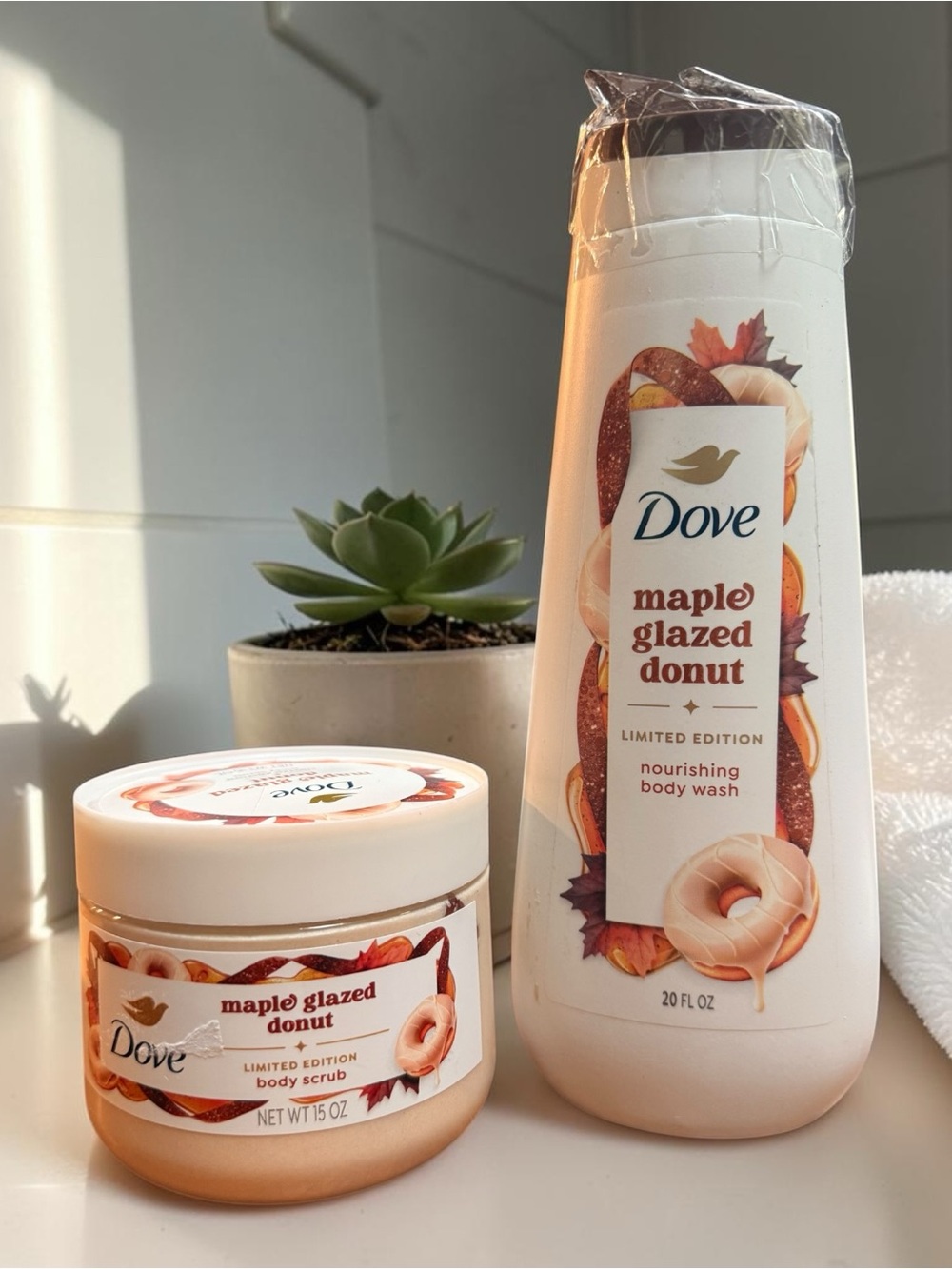 Dove Limited Edition Maple Glazed Donut Bundle - Body Wash and Scrub